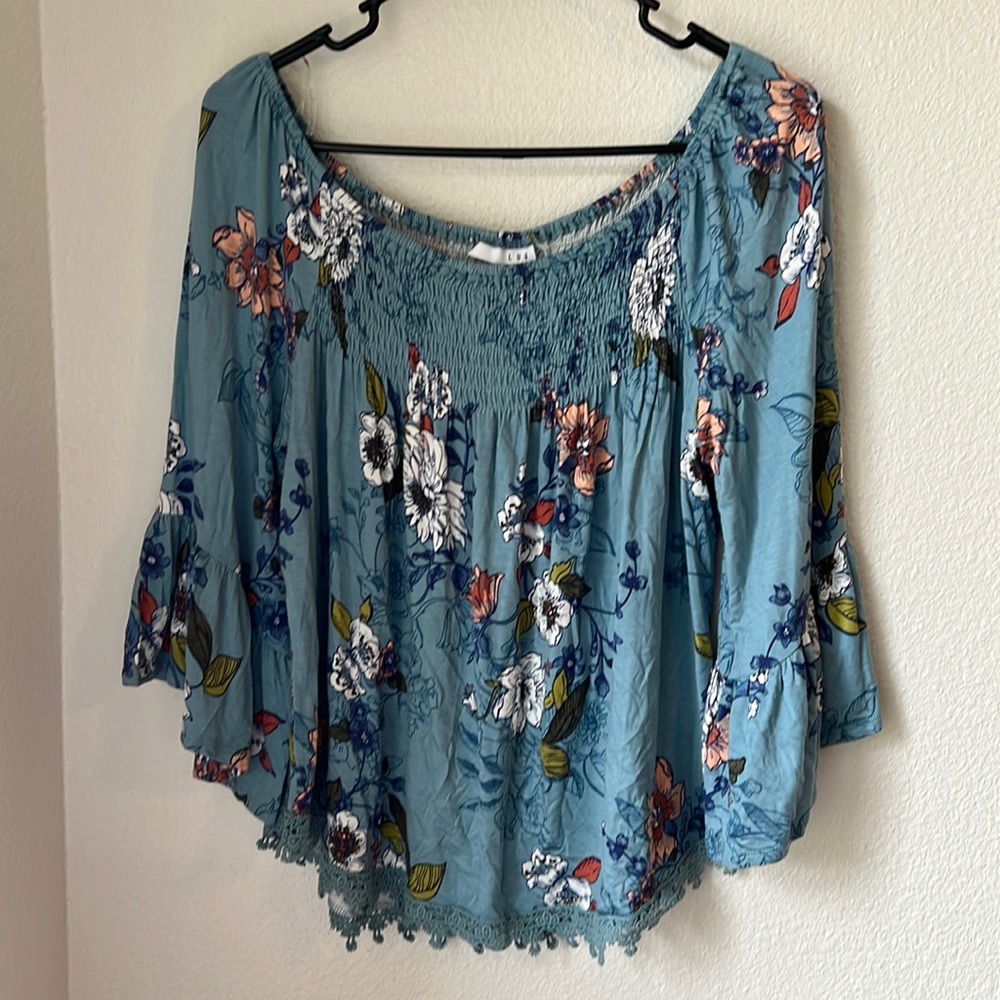 Floral Blue Swing Top
